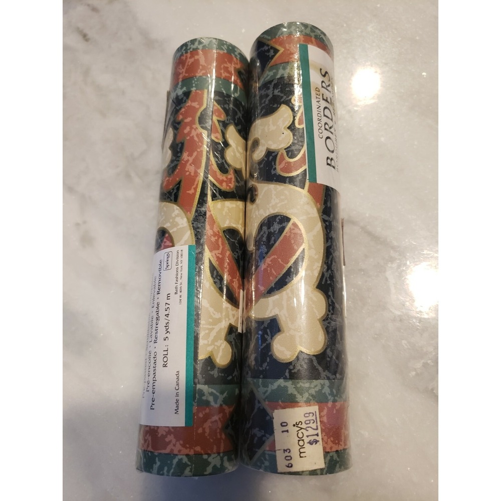 Lot Of 2 Rolls‎ Coordinated Borders 5yrds Per Roll (10 Yrds Total)
